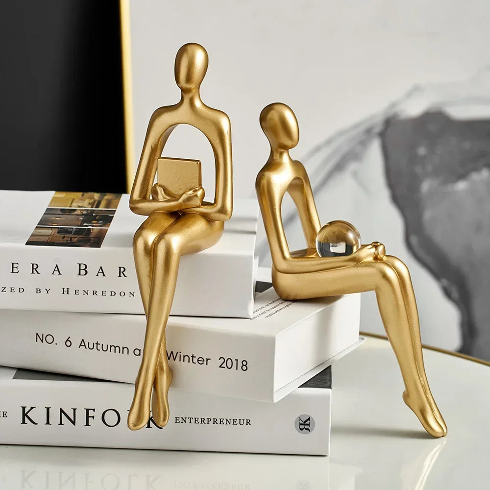 HOUSETIVE - Abstract Figurine Art Statue Decoration Home Lover Sculpture Ornament Desktop Decor Couple Sculpture Art Modern Artwork
