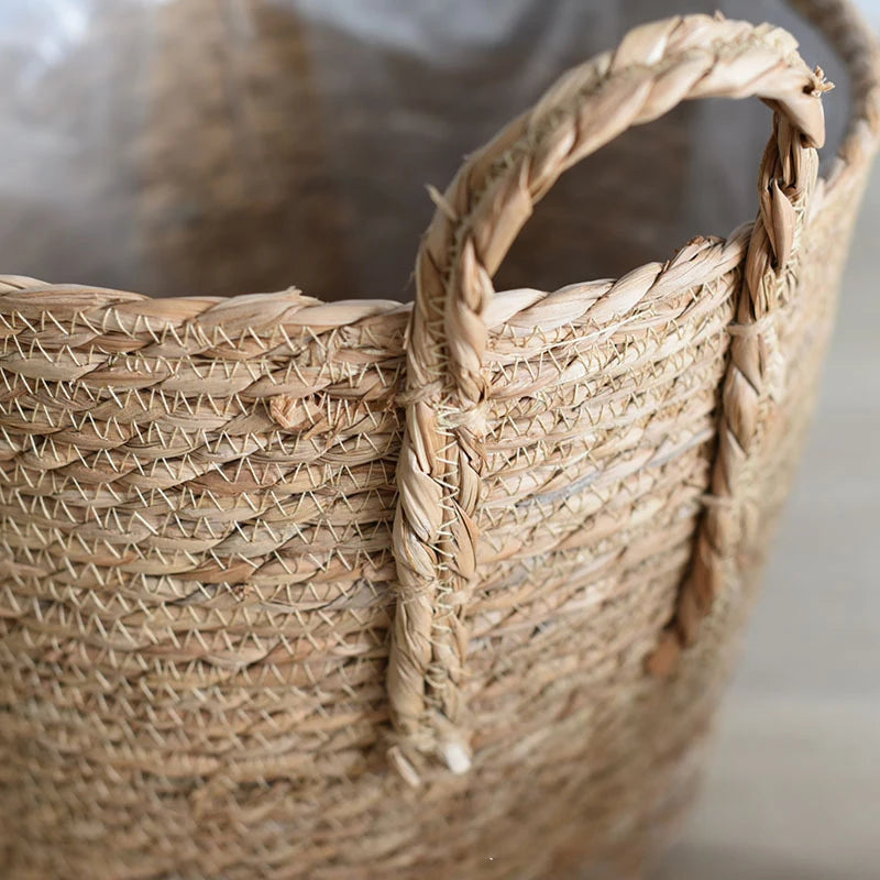 Handmade Woven Straw Flower Pot Basket – Nordic Plant Holder & Storage