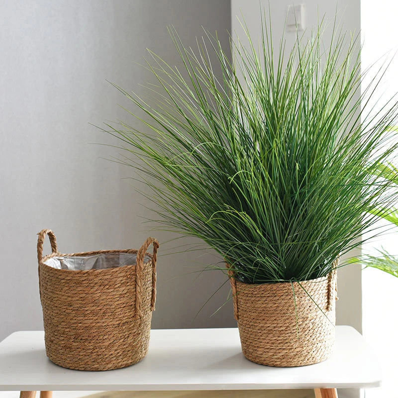 Handmade Woven Straw Flower Pot Basket – Nordic Plant Holder & Storage