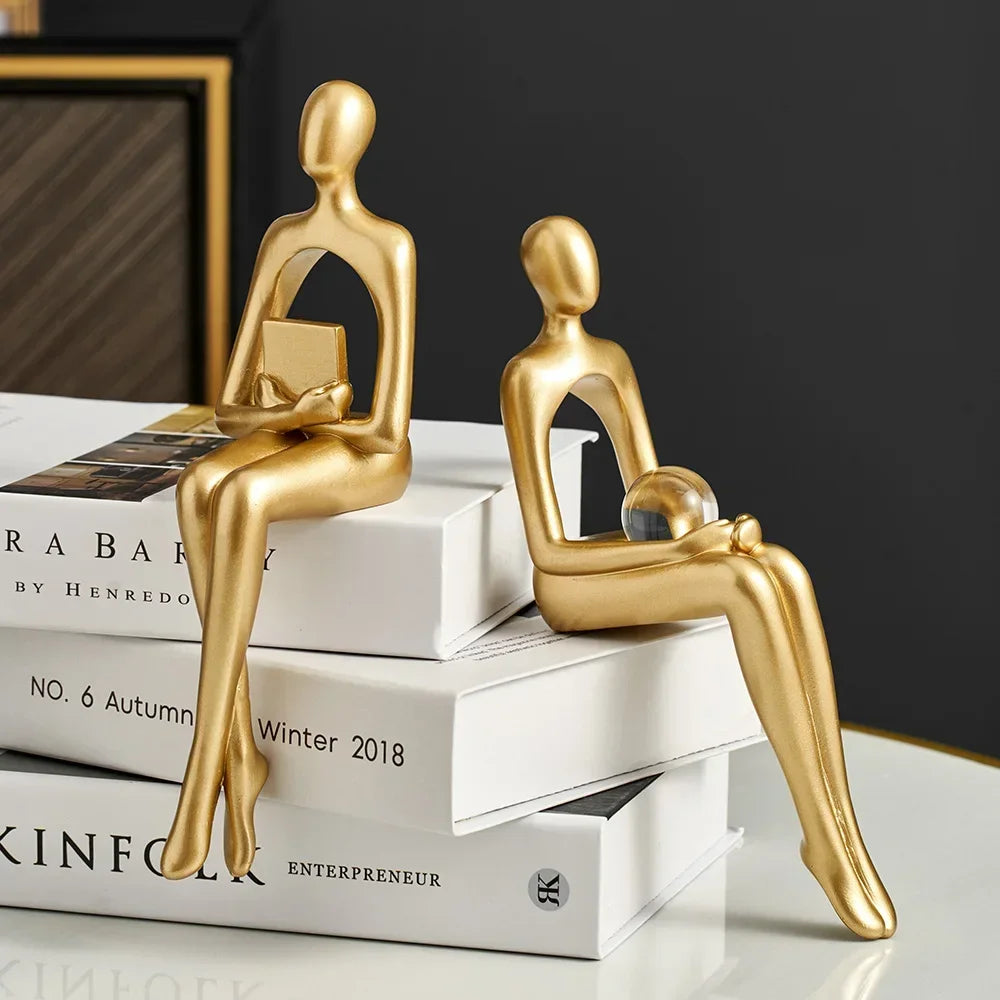 HOUSETIVE - Abstract Figurine Art Statue Decoration Home Lover Sculpture Ornament Desktop Decor Couple Sculpture Art Modern Artwork