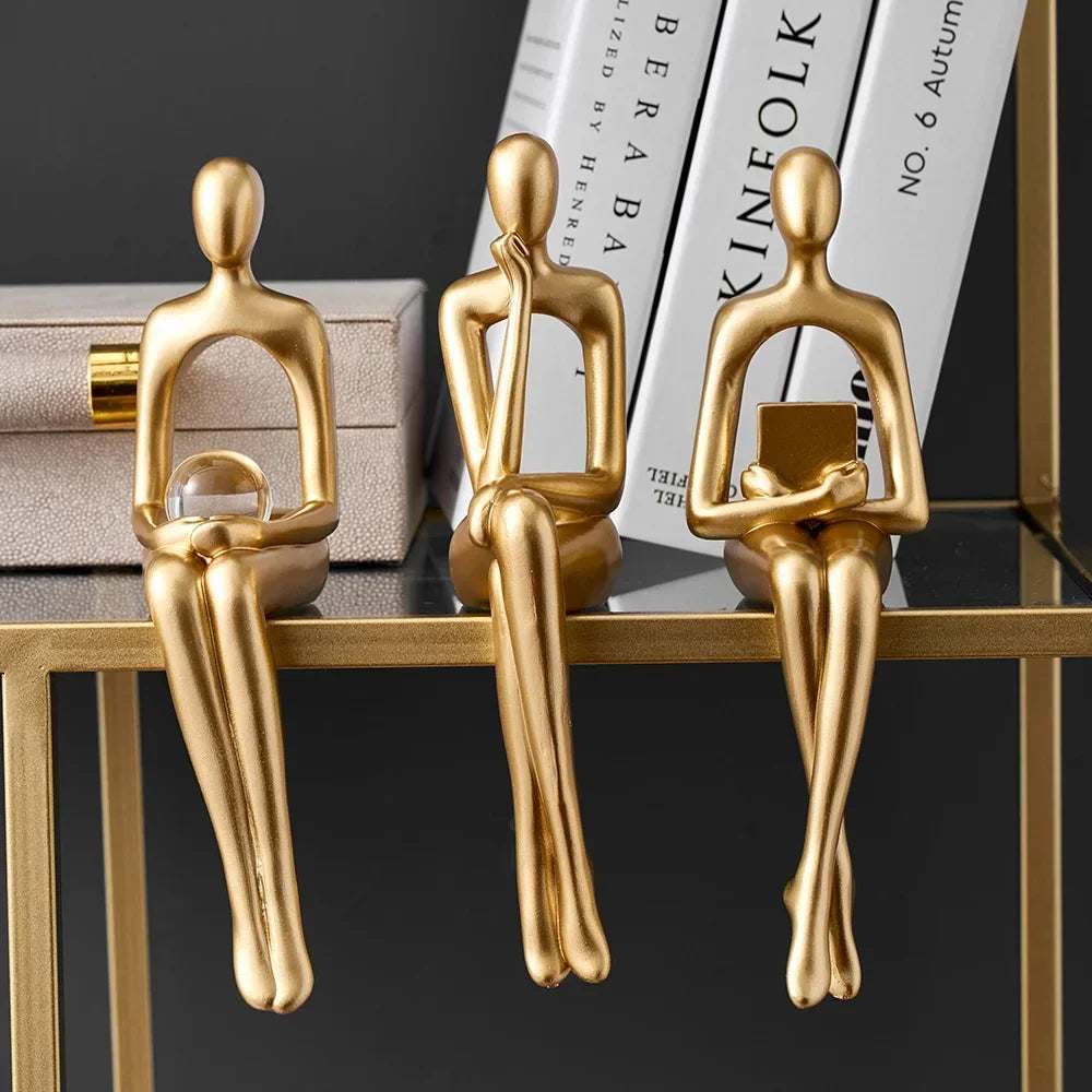 HOUSETIVE - Abstract Figurine Art Statue Decoration Home Lover Sculpture Ornament Desktop Decor Couple Sculpture Art Modern Artwork