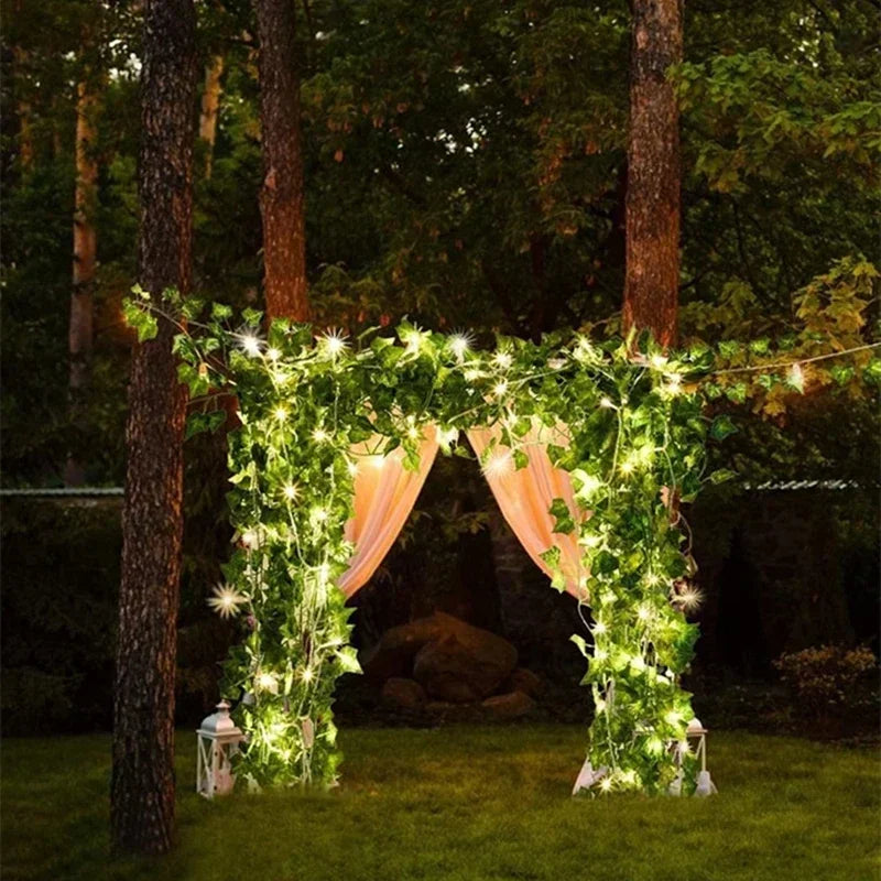 Artificial Ivy Vine with 3m LED Lights – Silk Green Leaves Hanging Garland for Home & Wedding Decor