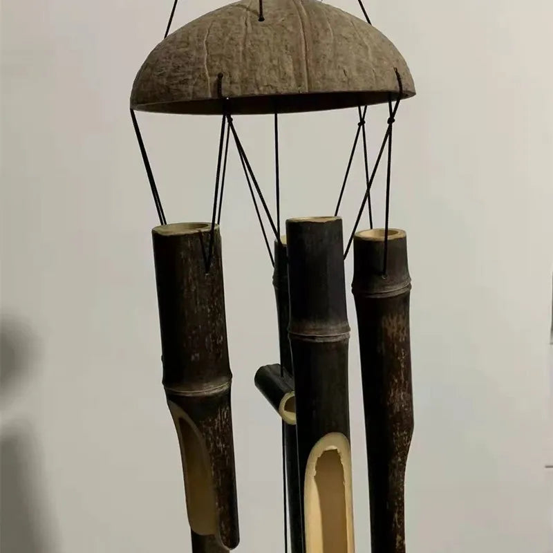 Handcrafted Bamboo Wind Chimes with Coconut Shell – Perfect for Garden & Home Decor
