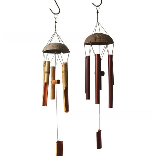 Handcrafted Bamboo Wind Chimes with Coconut Shell – Perfect for Garden & Home Decor